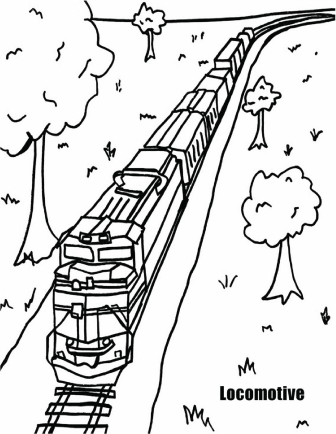 Locomotive Coloring Page Image